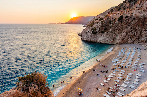Kaputas Beach view from top. Kaputas beach is on the Turkish Mediterranean coast, and an important tourist destination. Mediterranean region of Turkey